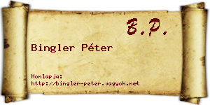 Bingler Péter névjegykártya
